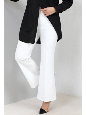Beyaz Piyale İspanyol Paça Pantolon