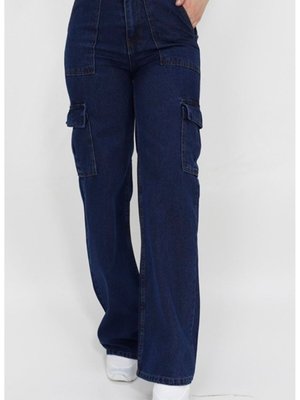 Jeans Kargo Cepli Geniş Paça Kot Pantolon Jeans Kargo Cepli Geniş Paça Kot Pantolon