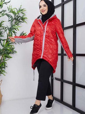 Kırmızı Garnili Çift Fermuarlı Jessica Mont Kırmızı Garnili Çift Fermuarlı Jessica Mont