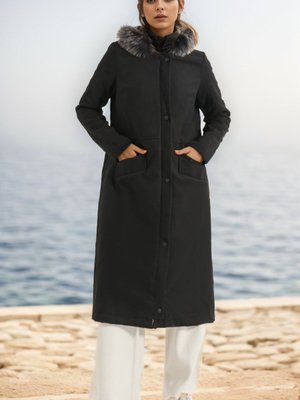 Siyah Hermes Kaşe Kaban Siyah Hermes Kaşe Kaban