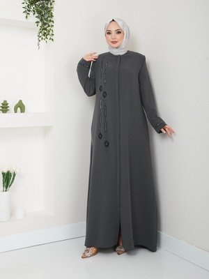 Taş Detaylı Büyük Beden Ferace