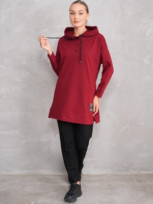Bordo Sweat Tunik Pantolon İkili Spor Takım Bordo Sweat Tunik Pantolon İkili Spor Takım