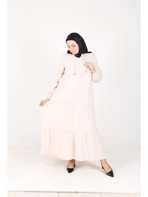 İnci Ayrobin Farbalı Kolları Lastikli Elbise Beden