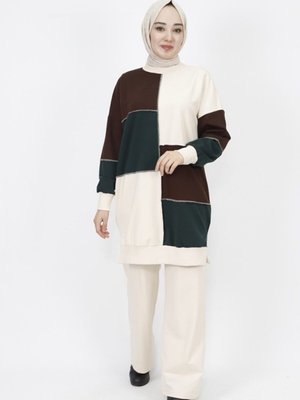 Taş İp Kumaş Renkli Garnili 2li Takım