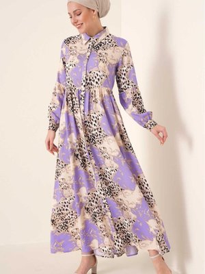 Lila Oversize Viskon Elbise Lila Oversize Viskon Elbise