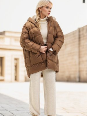 Taba Reglan Kol Kapüşonlu Şişme Mont Taba Reglan Kol Kapüşonlu Şişme Mont