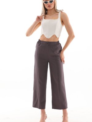 Gri Reems Mevsimlik Ön Düğmeli Ve Beli Esnek Lastikli Dubble Kumaş Cepli Pantolon Gri Reems Mevsimlik Ön Düğmeli Ve Beli Esnek Lastikli Dubble Kumaş Cepli Pantolon