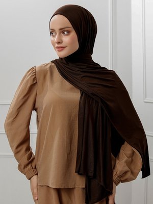 Acı Kahve Likralı Penye Şal