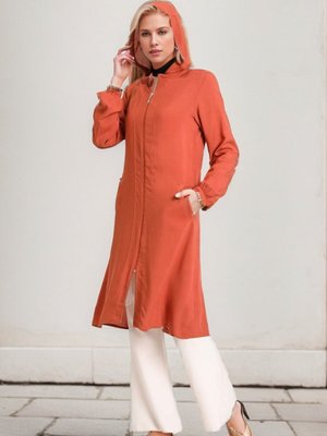 Kiremit Kapüşonlu Cepli Kap Kiremit Kapüşonlu Cepli Kap