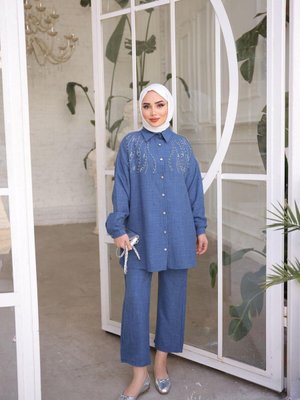 İndigo Taşlı Takım