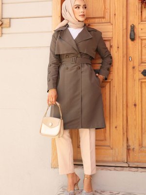 Kemerli Haki Trençkot