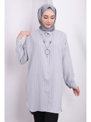 Gri Çizgili Kolyeli Tunik Gri Çizgili Kolyeli Tunik