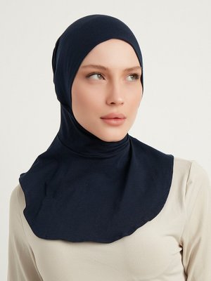 Lacivert Büzgülü Boyunluklu Pamuk Penye Bone Lacivert Büzgülü Boyunluklu Pamuk Penye Bone