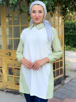 Mint Önü Örme Kumaş Poplin Tunik Mint Önü Örme Kumaş Poplin Tunik