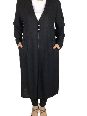 Kadın Önü Üç Düğmeli Cepli Jakarlı Yazlık Uzun Hırka Kadın Önü Üç Düğmeli Cepli Jakarlı Yazlık Uzun Hırka