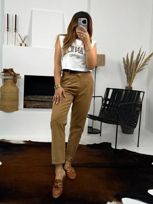 Camel Kemerli Havuç Jean