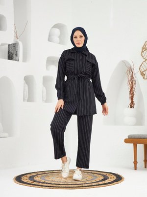 Çizgili Cepli İkili Takım