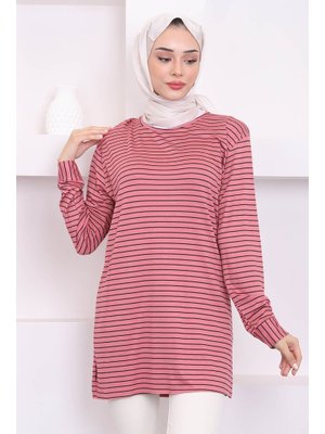 Pudra İnce Çizgili Tunik Pudra İnce Çizgili Tunik