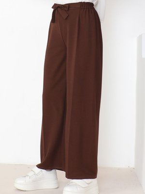 Meva Kemerli Bol Paça Pantolon Acı Kahve