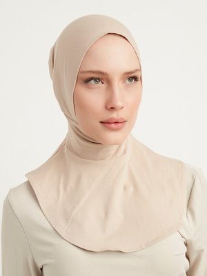 Bej Büzgülü Boyunluklu Pamuk Penye Bone Bej Büzgülü Boyunluklu Pamuk Penye Bone