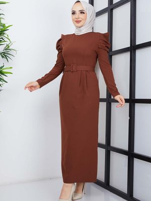 Kahve Derya Atlas Kahverengi Elbise