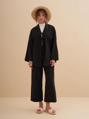 Bağlama Detaylı Kimono İkili Takım