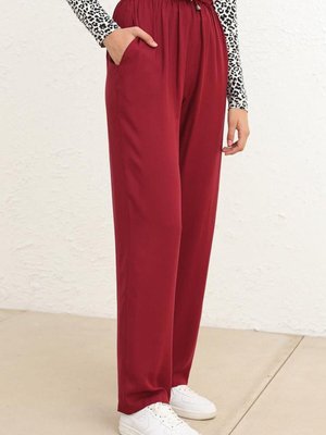 Bordo Cepli Bol Paça Pantolon