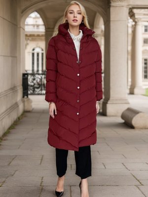 Bordo Kapuşonlu Şişme Mont Bordo Kapuşonlu Şişme Mont