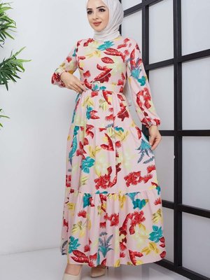 Pudra Mimoza Viskon Elbise