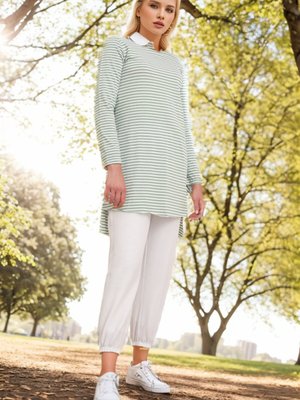 Ekru Beli Lastikli Jogger Pantolon