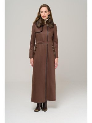 Yakası Çıkabilen Kürklü Deri Ve Pelerin Detaylı Gabardin Süet Pardesü Kahve