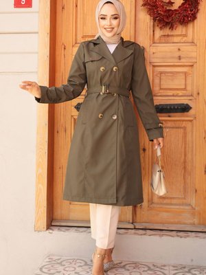 Kemerli Haki Trençkot