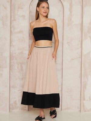 Bej Beli Lastik Şeritli Renk Bloklu Salaş Kiloş Cepli Bohem Uzun Etek Bej Beli Lastik Şeritli Renk Bloklu Salaş Kiloş Cepli Bohem Uzun Etek