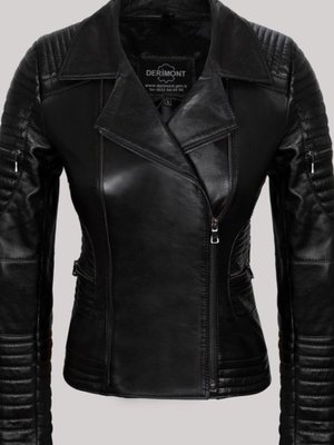 Siyah Hakiki Kuzu Derisi Kol Ve Bel Fermuar Cepli Düz Çizgi Detaylı Deri Mont