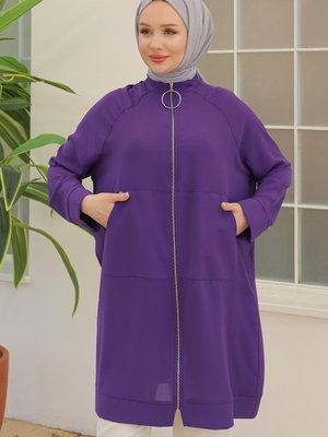 Trend İpek Krep Kumaşlı Sırtı Yıldızlı Fermuarlı Ceket Trend İpek Krep Kumaşlı Sırtı Yıldızlı Fermuarlı Ceket