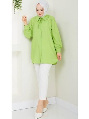 Yeşil Yaka Fırfırlı Tunik Yeşil Yaka Fırfırlı Tunik