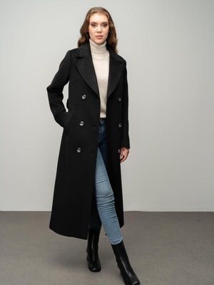 Punto Detaylı Kruvaze Exclusive Kaban Siyah