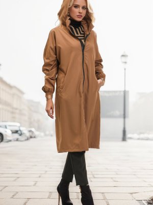 Kahverengi Kapüşonlu Cepli Kap Kahverengi Kapüşonlu Cepli Kap