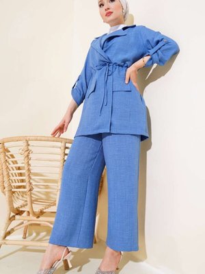 Mavi Ceketli Keten Takım Mavi Ceketli Keten Takım