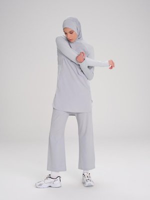 Active H Per Cepli Uzun Kollu Fermuarlı Yaka Gri Antrenman Tişörtü Act