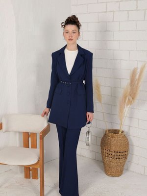 Lacivert Kemerli Ceketli Takım Lacivert Kemerli Ceketli Takım