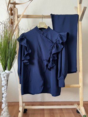 Moden Lacivert Pamuklu Bağcıklı Takım