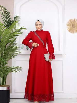 Kırmızı Mercan Abiye Elbise