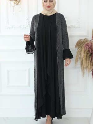 Zerafet Abiye Elbise Gri