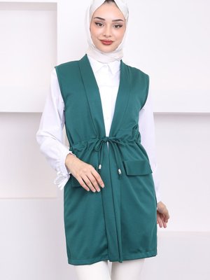 Zümrüt Yeşili Bel Bağlamalı Yelek Zümrüt Yeşili Bel Bağlamalı Yelek