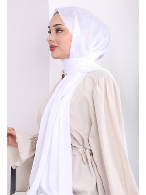 Beyaz Akel Düz Alfa Silk Şal Beyaz Akel Düz Alfa Silk Şal