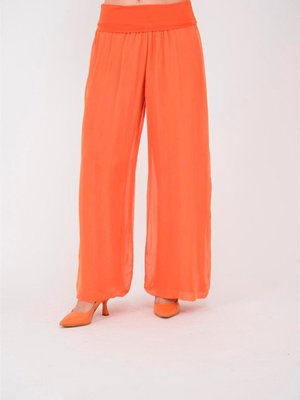 Turuncu Italyan Korsajlı Astarlı Wes İpek Pantolon