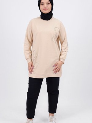 Taş İnci Detaylı İplik Sweatshirt Taş İnci Detaylı İplik Sweatshirt
