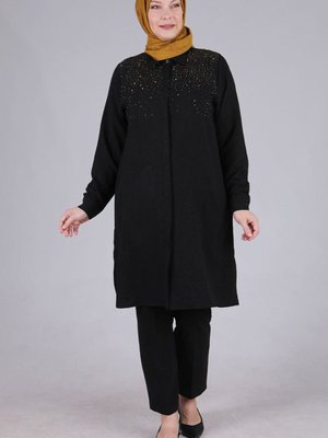 Siyah Büyük Beden Taşlı Tunik Siyah Büyük Beden Taşlı Tunik