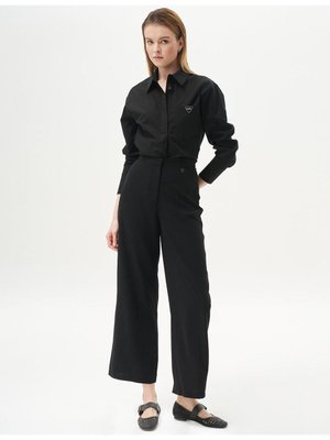 Basic Geniş Paça Krep Pantolon Siyah